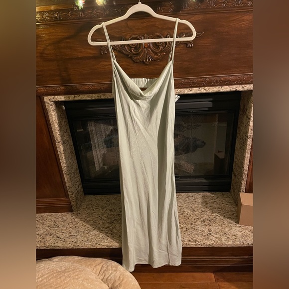 Lulus Mint open back cowl neck midi slip dress. - Picture 4 of 8
